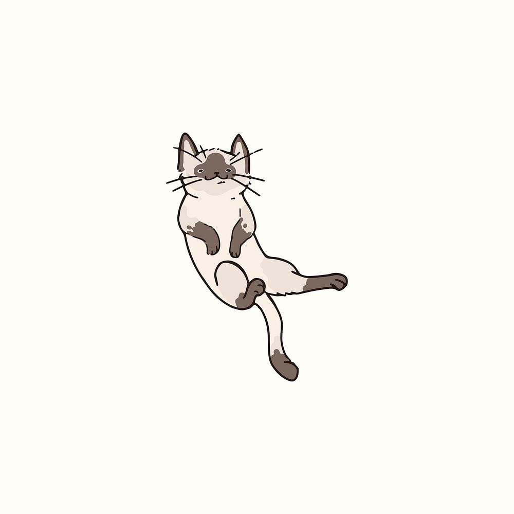 Siamese cat doodle element vector
