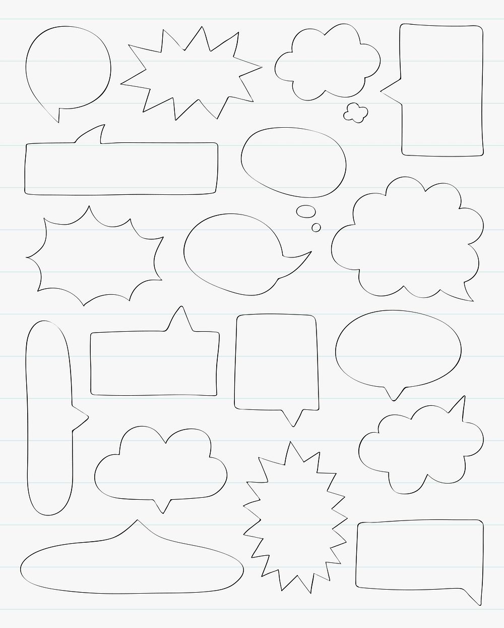 Speech bubble doodle vector collection
