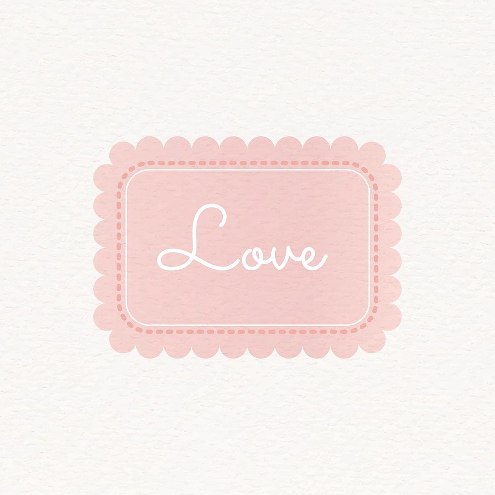 Pink love label design vector