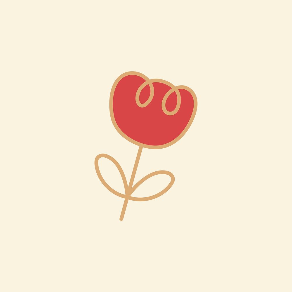 Red flower planner sticker on beige background vector