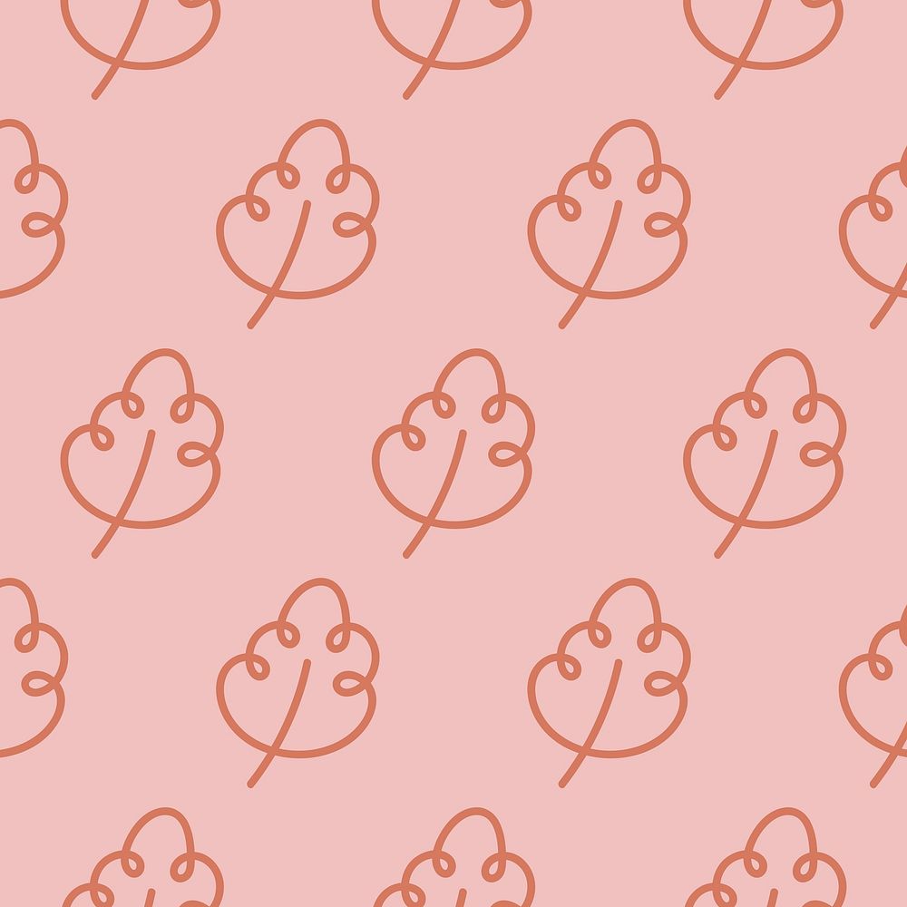 Leaf patterned pink background vector