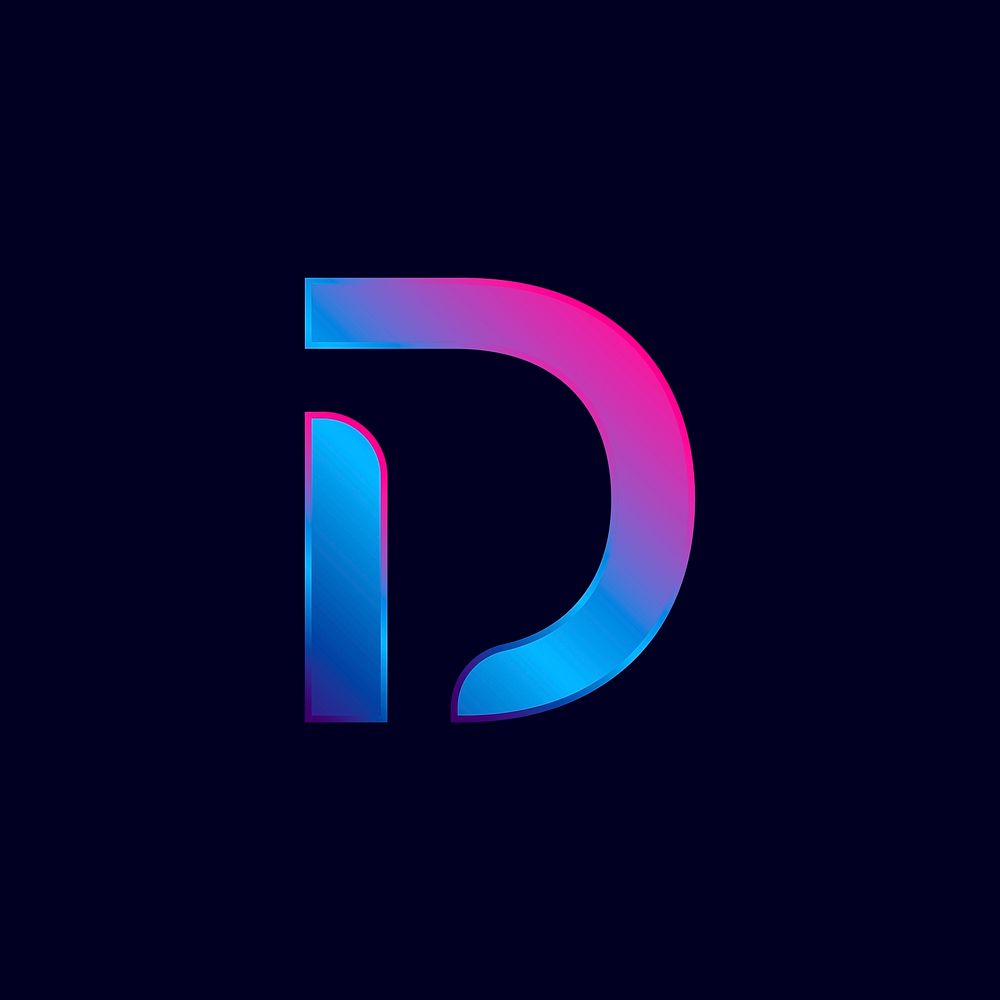 Capital letter D vibrant typography vector