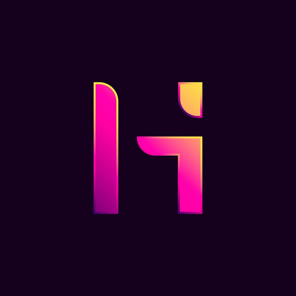 Capital letter H vibrant typography vector