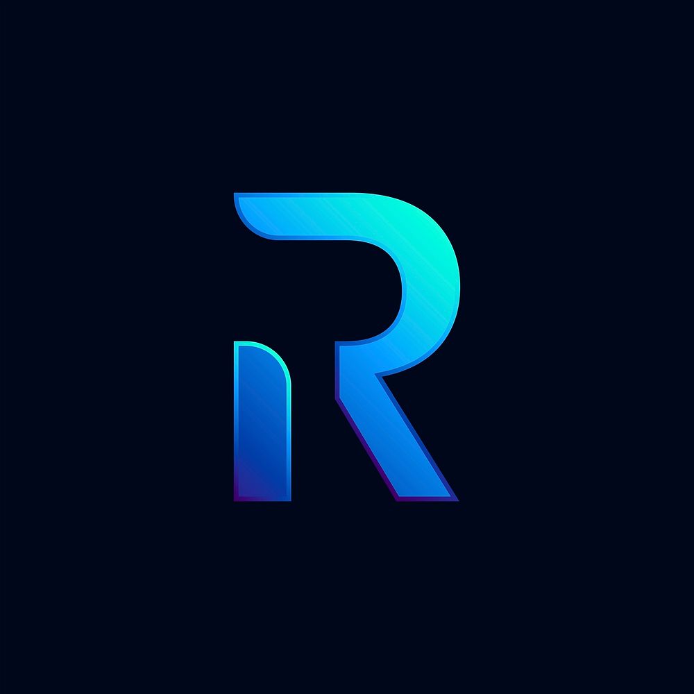 Capital letter R vibrant typography vector