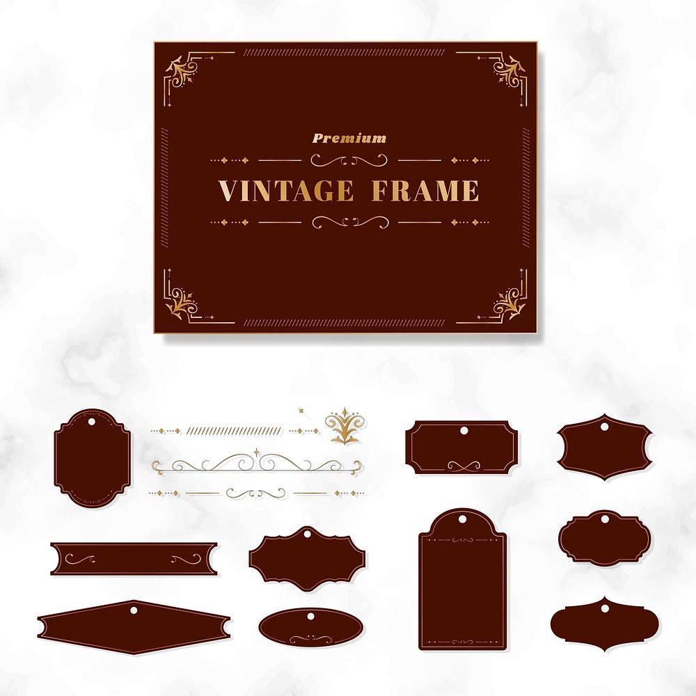 Vintage frame and badge template vector collection