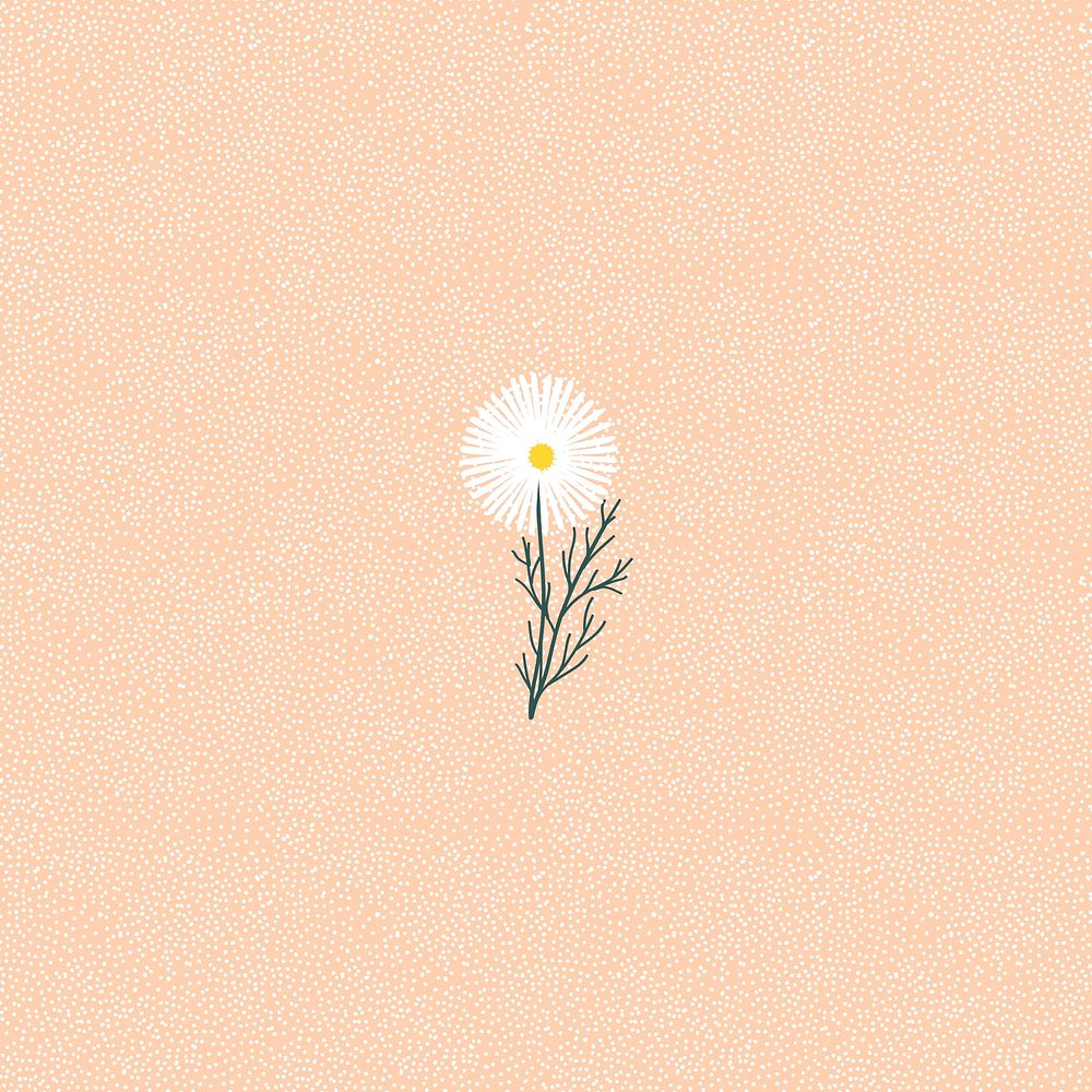 Dandelion on an orange polka dot patterned background vector