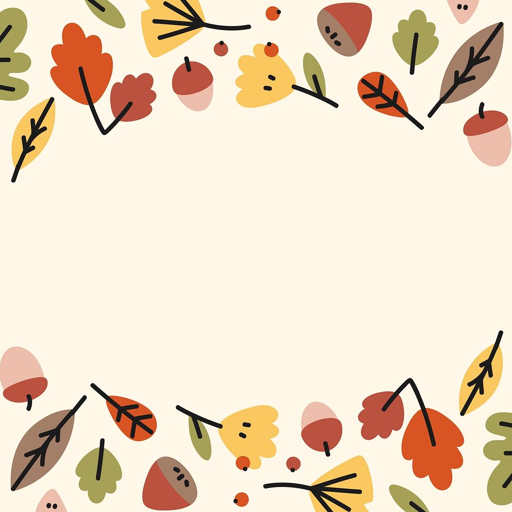 Blank colorful leaves frame vector