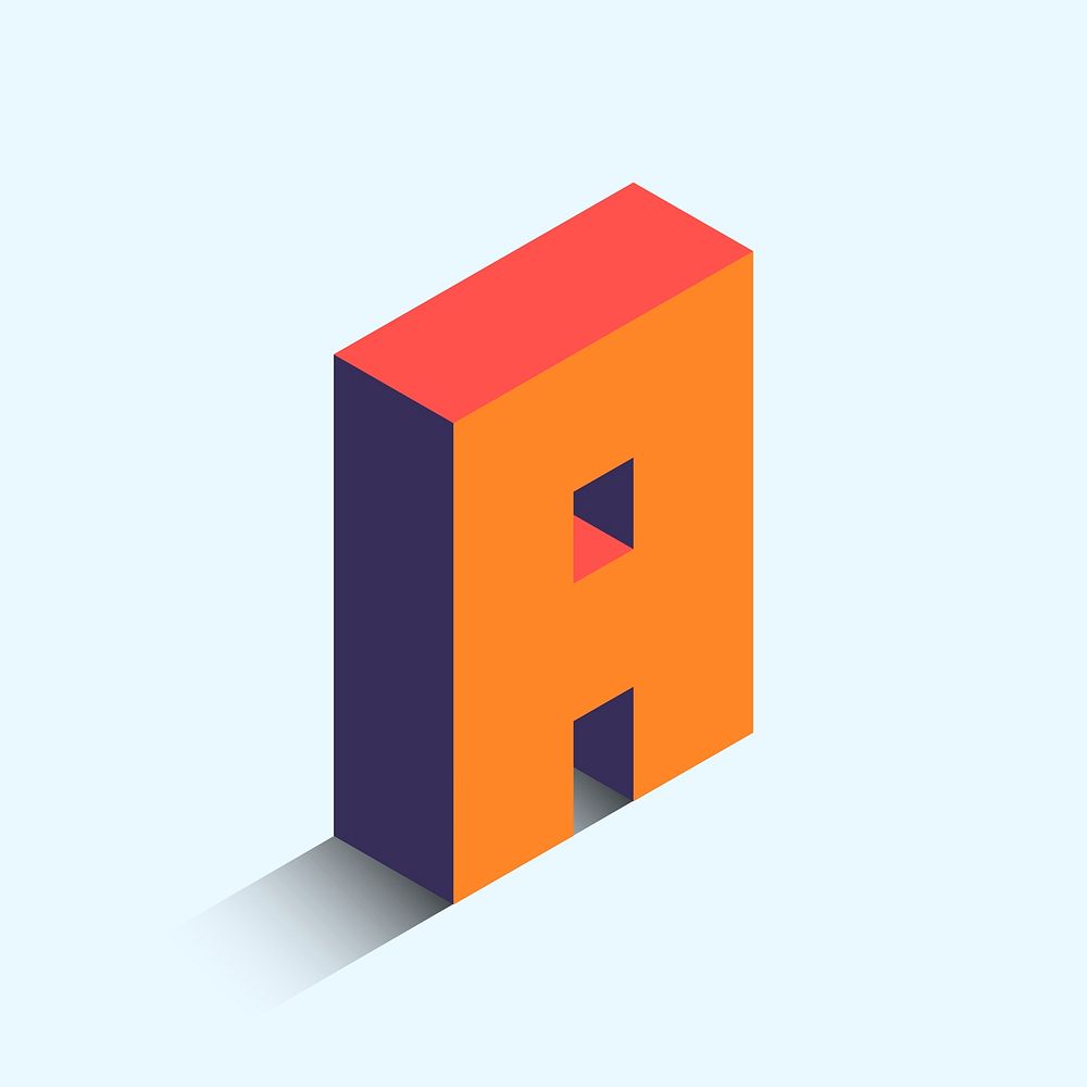 Orange isometric alphabet A vector