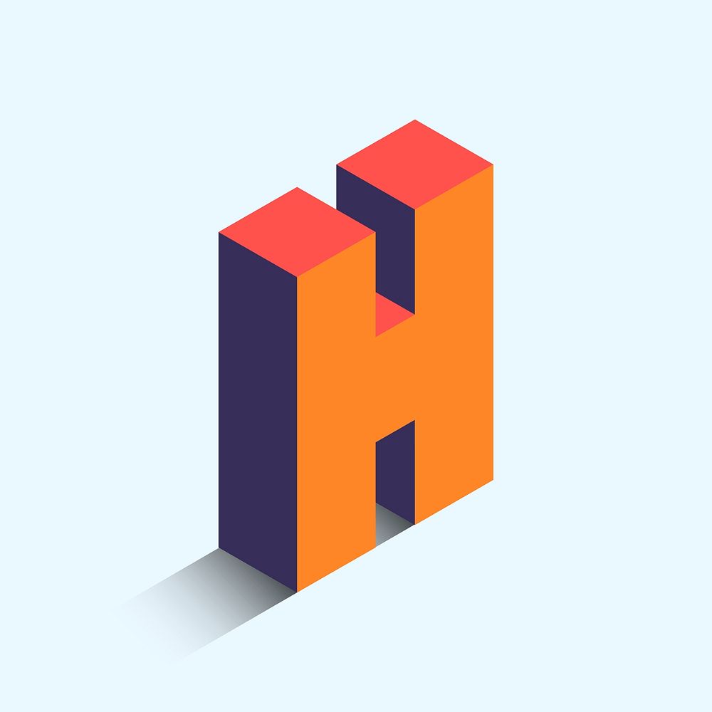 Orange isometric alphabet H vector