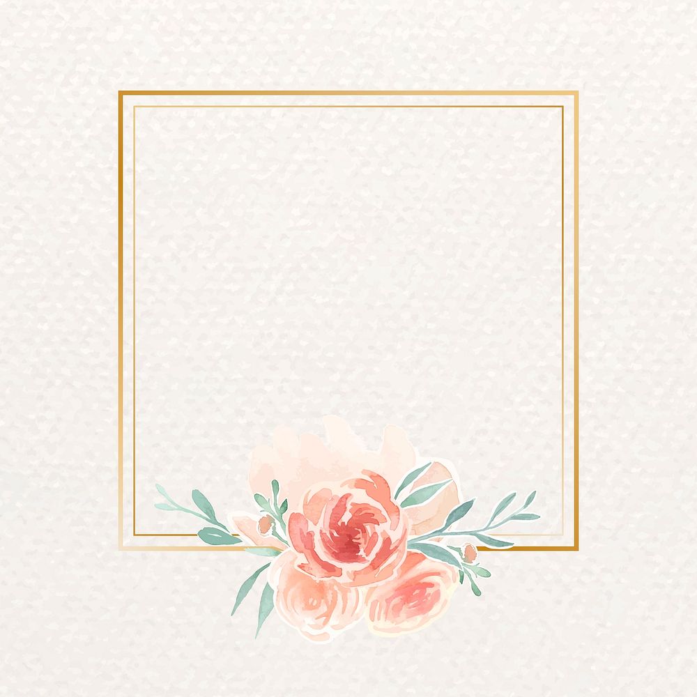 Vintage watercolor rose themed card template vector