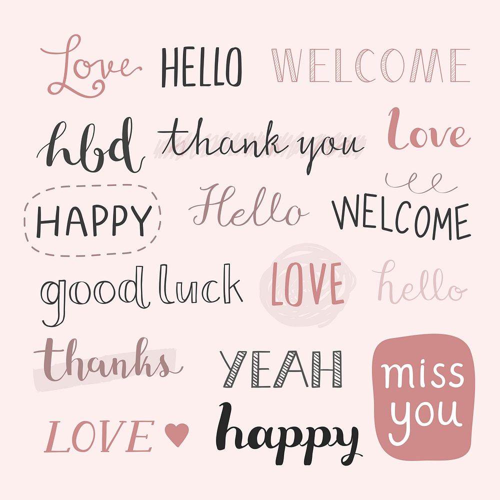 Lovely art words psd stickers collection