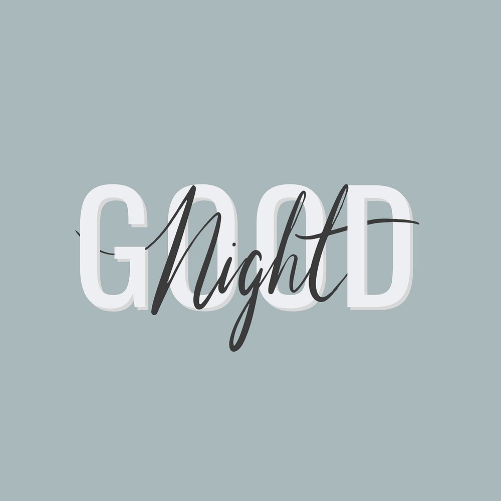 Good night greeting psd typography design element