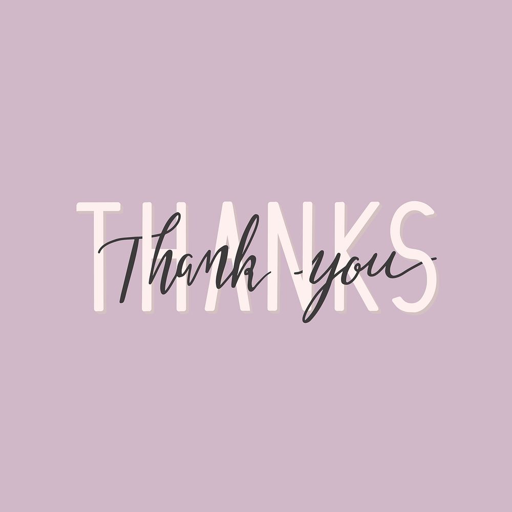 Thank you purple typography vector