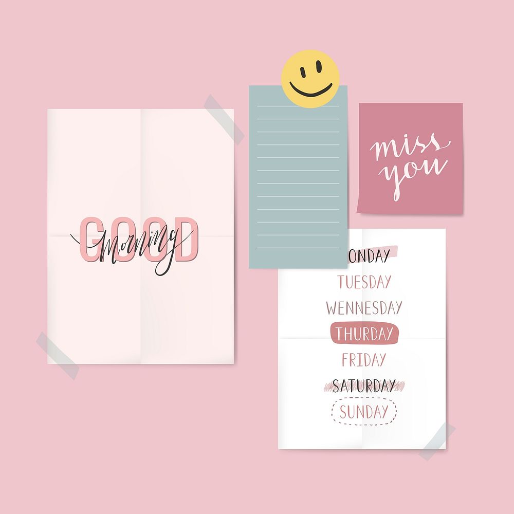 Cute weekdays with blank paper vector