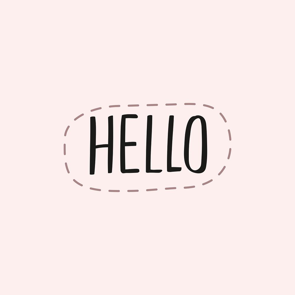 Hello typography psd pink background