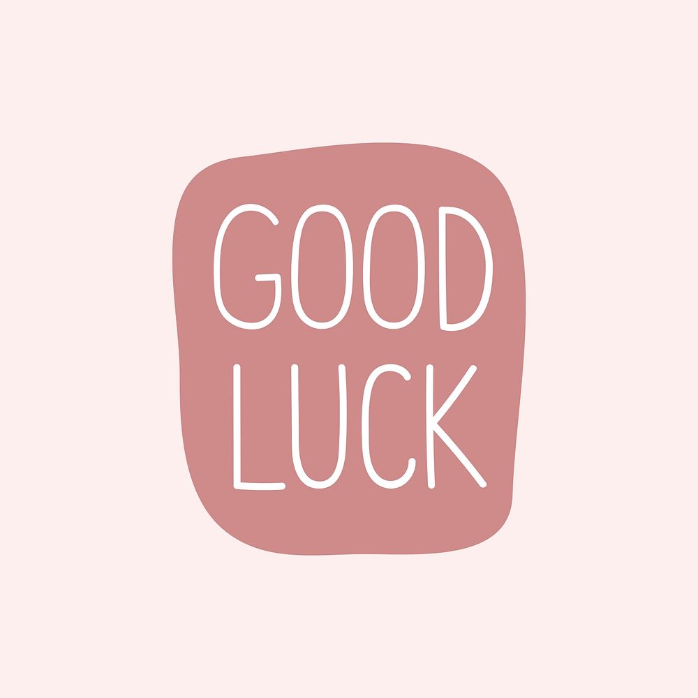 Good luck typography psd pink background