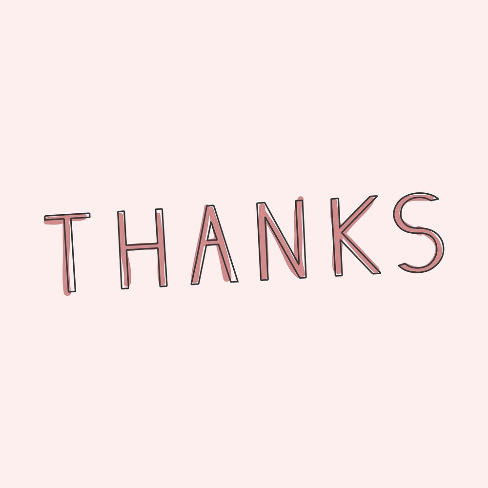Thanks typography design on a pink background vector