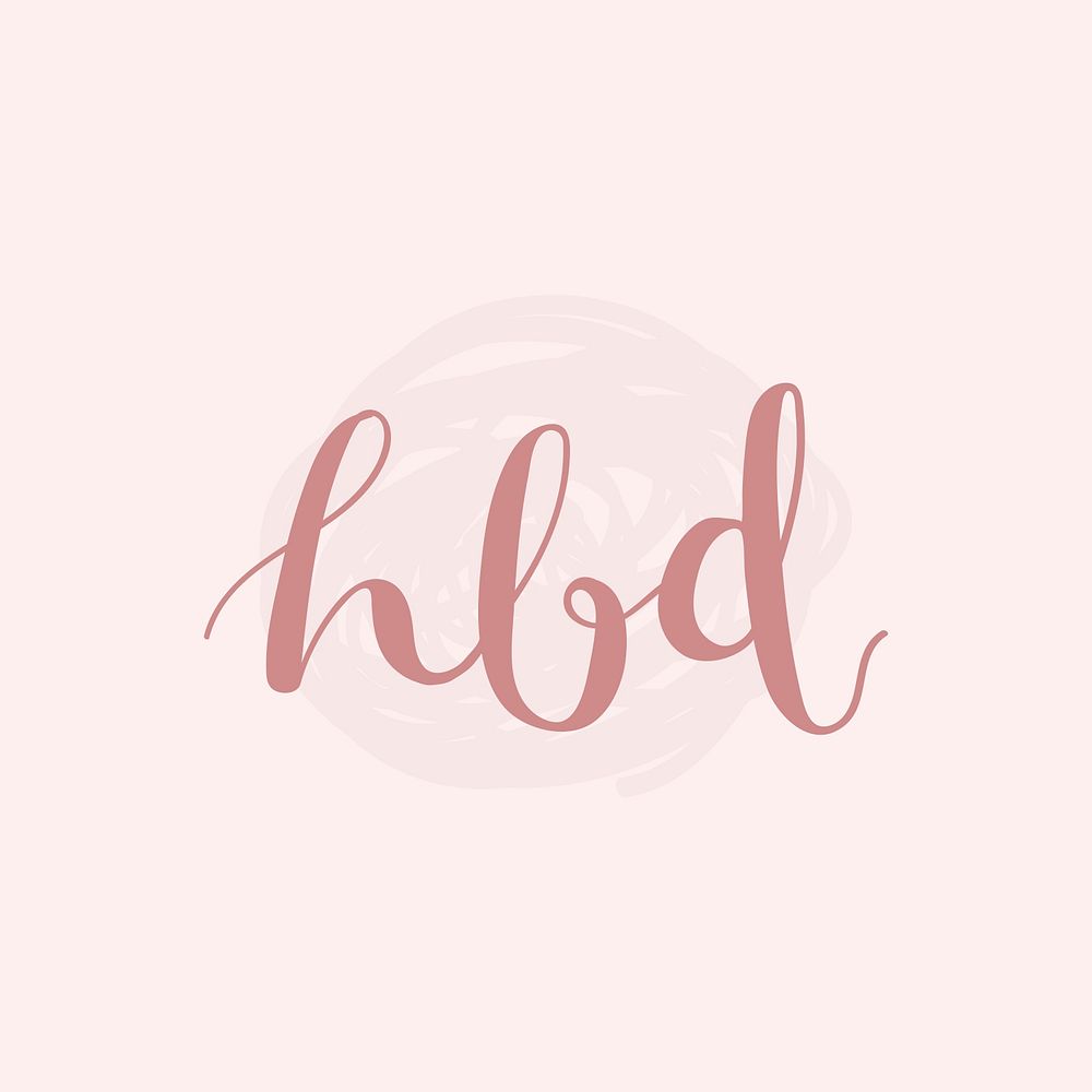 HBD calligraphy psd pink background