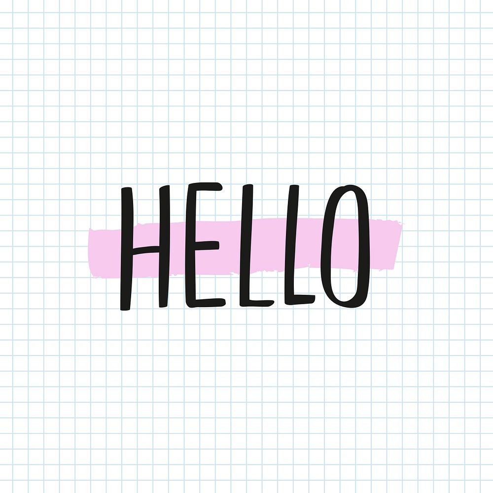 Hello typography psd grid notebook background