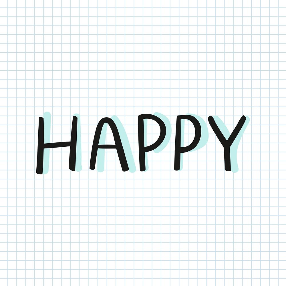 Happy typography psd doodle design element
