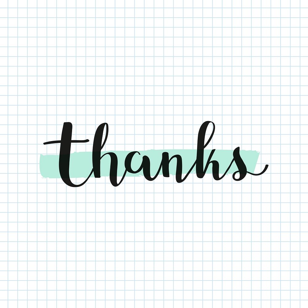 Thanks typography psd doodle design element