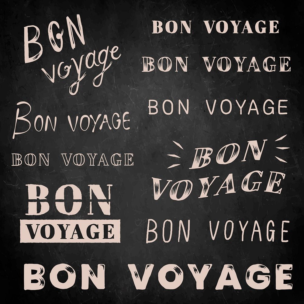 Set of handwritten Bon Voyage on background vector