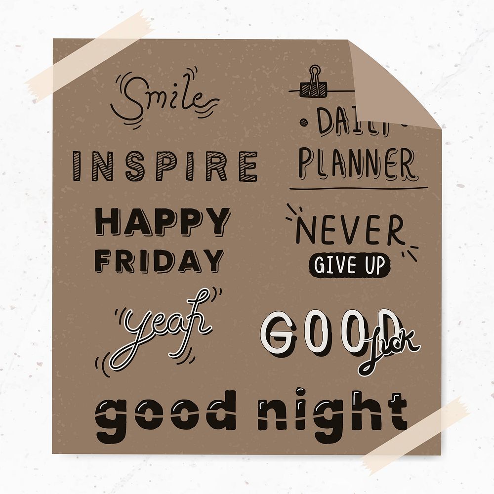 Words set on a brown paper vector
