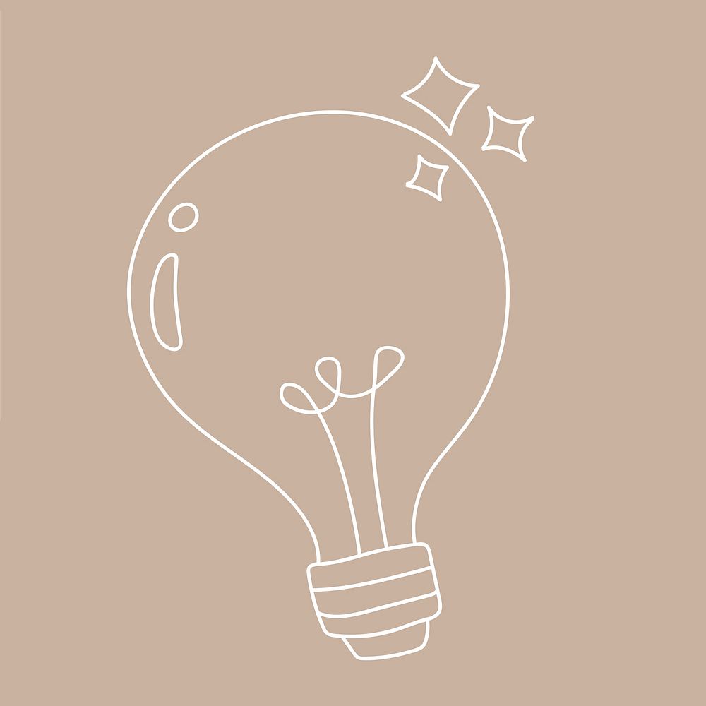 Creative light bulb doodle on brown background vector