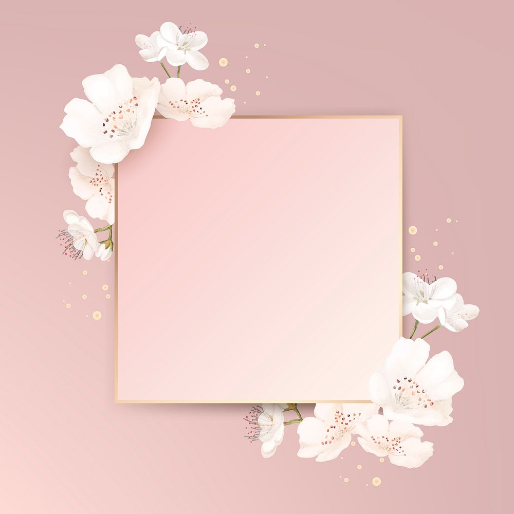 Square cherry blossom frame vector