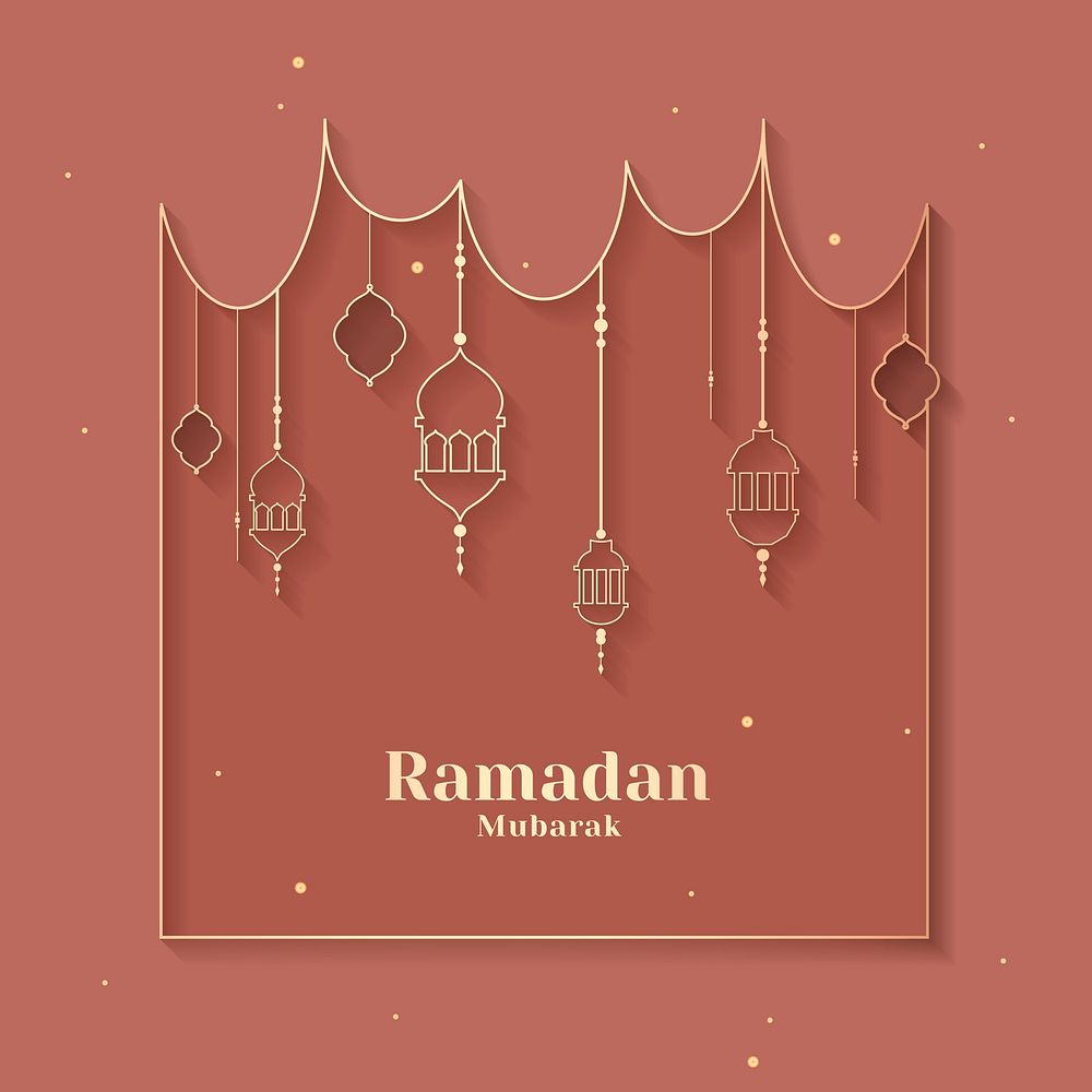 Ramadan Mubarak frame with beautiful lanterns