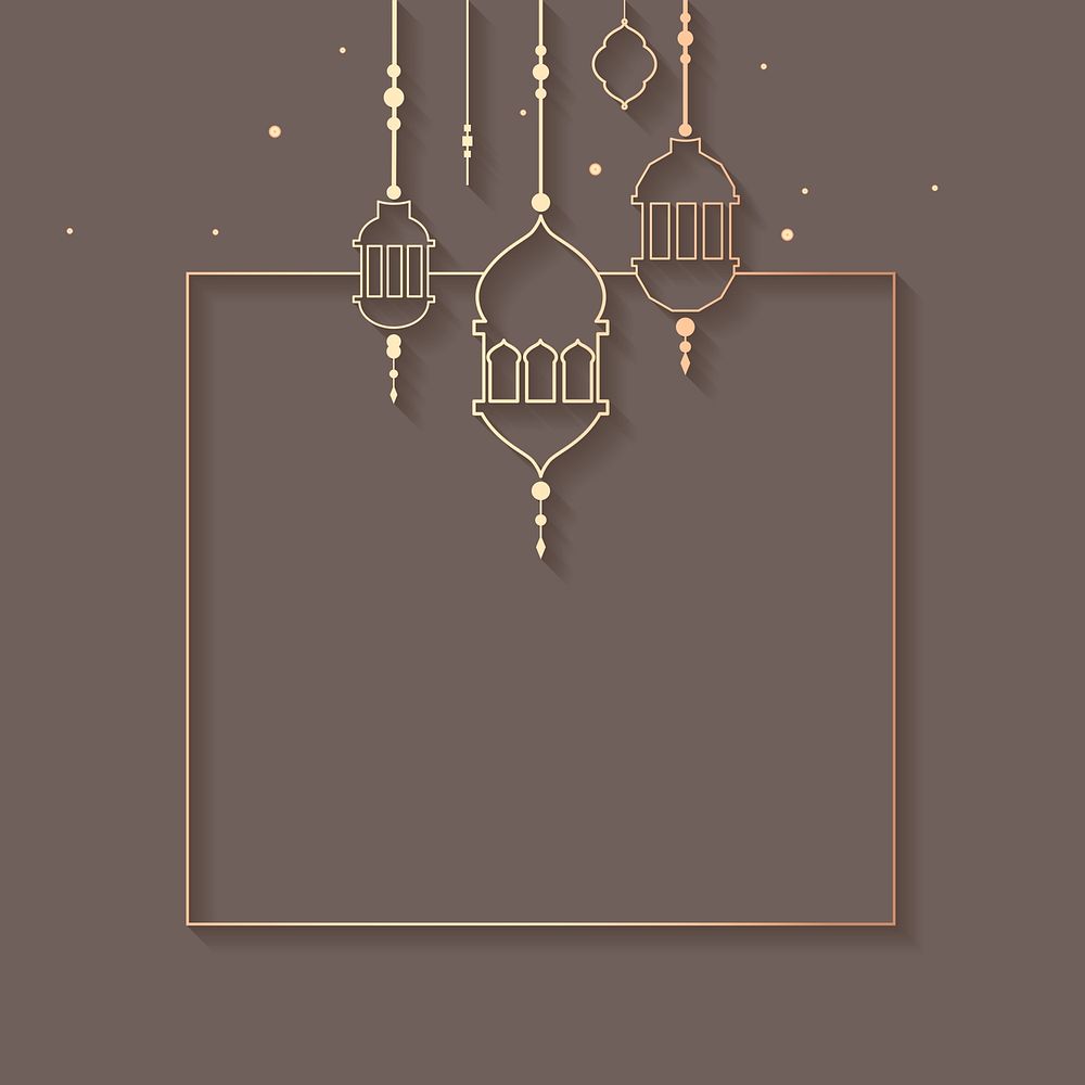 Gray Islamic shape square psd with beautiful Ramadan lights