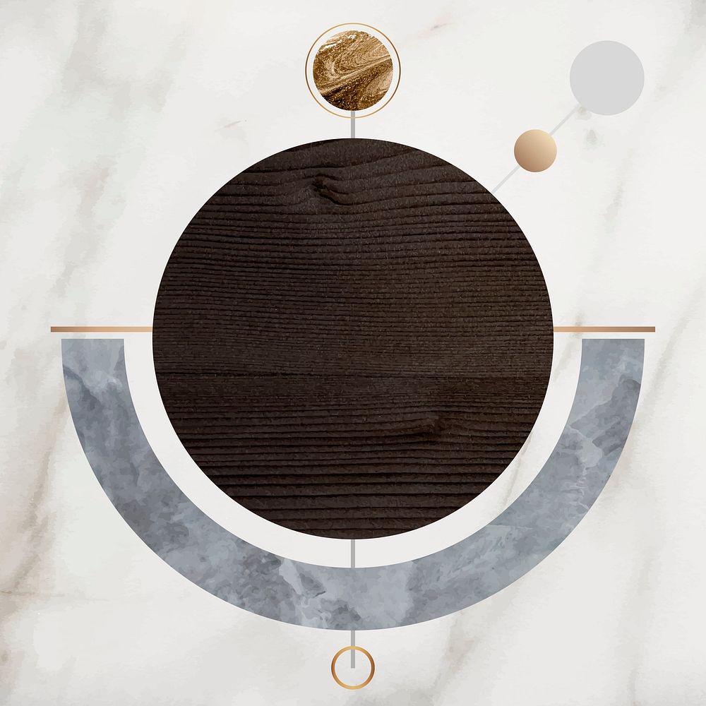 Abstract round brown wooden frame vector