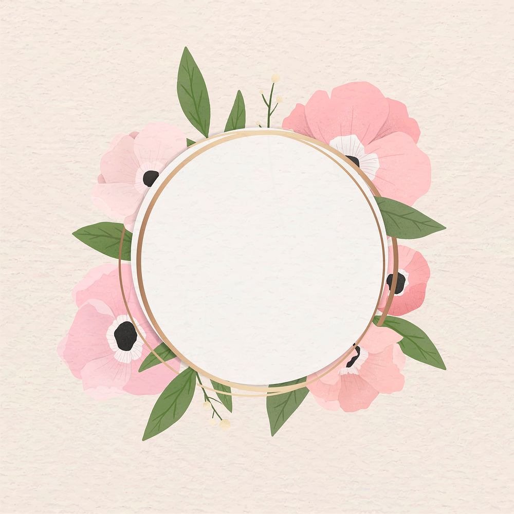 Pink round frame design vector