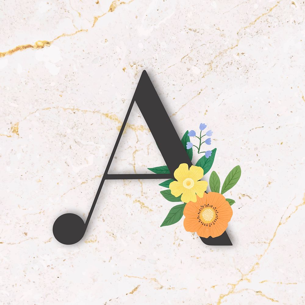 Elegant floral letter A vector