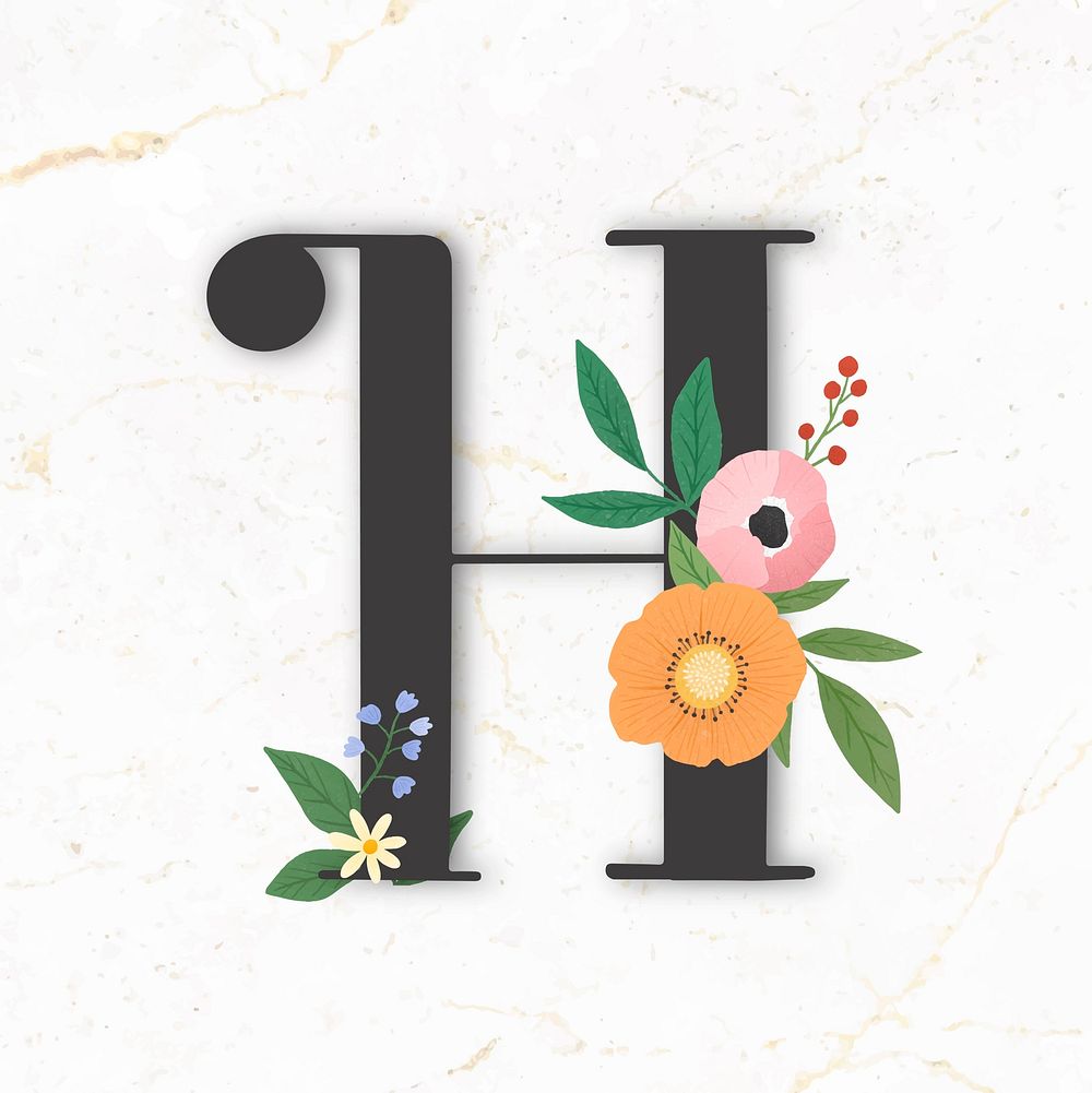 Elegant floral letter H vector