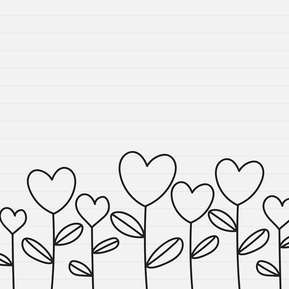 Hand drawn heart flower doodle vector collection