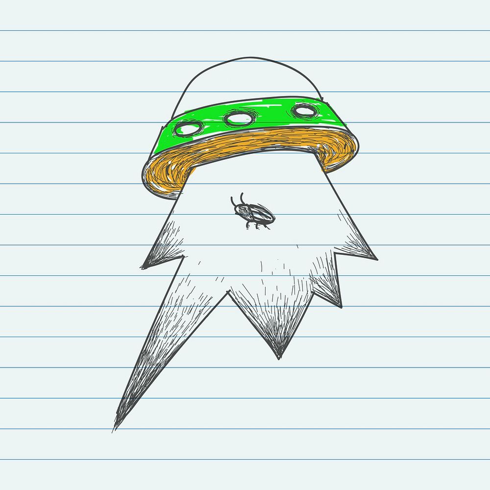 Ufo doodle with an insect vector