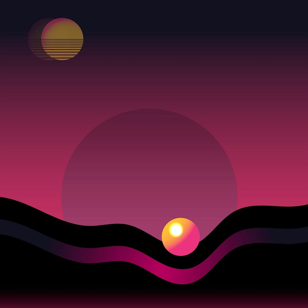 Retro neon landscape background vector