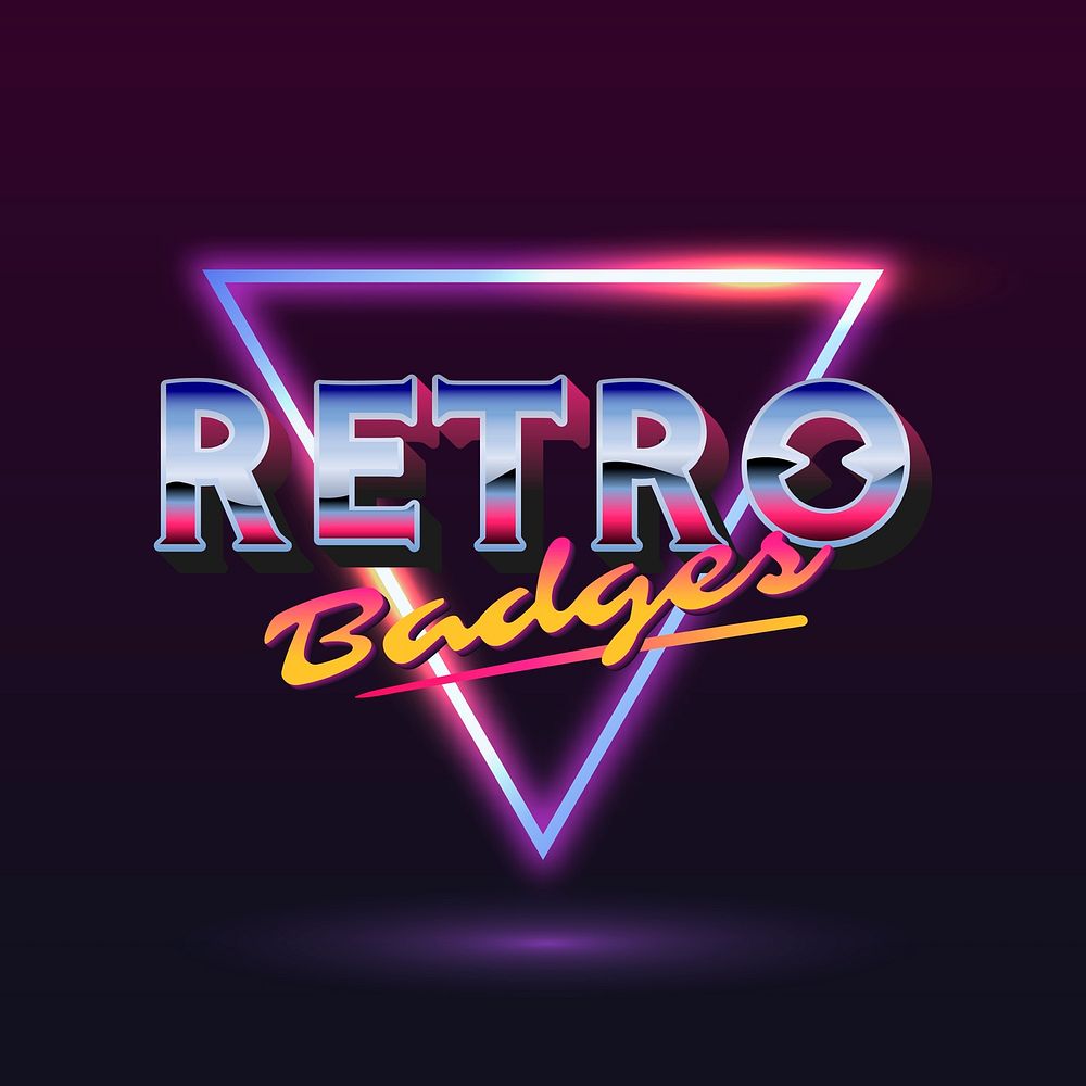 Retro neon triangle badge vector