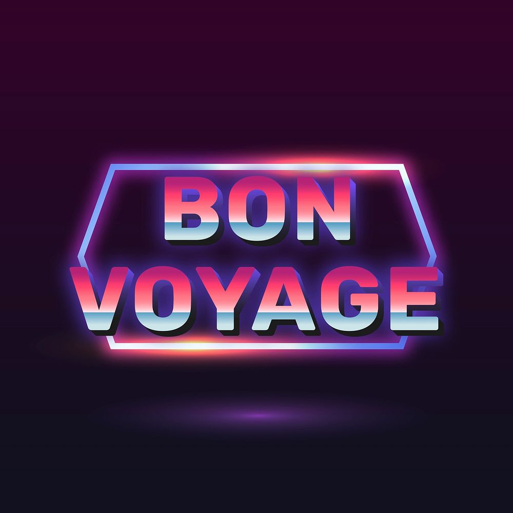 Bon voyage retro neon hexagon | Premium Vector - rawpixel