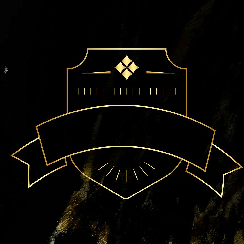 Gold badge on black background vector