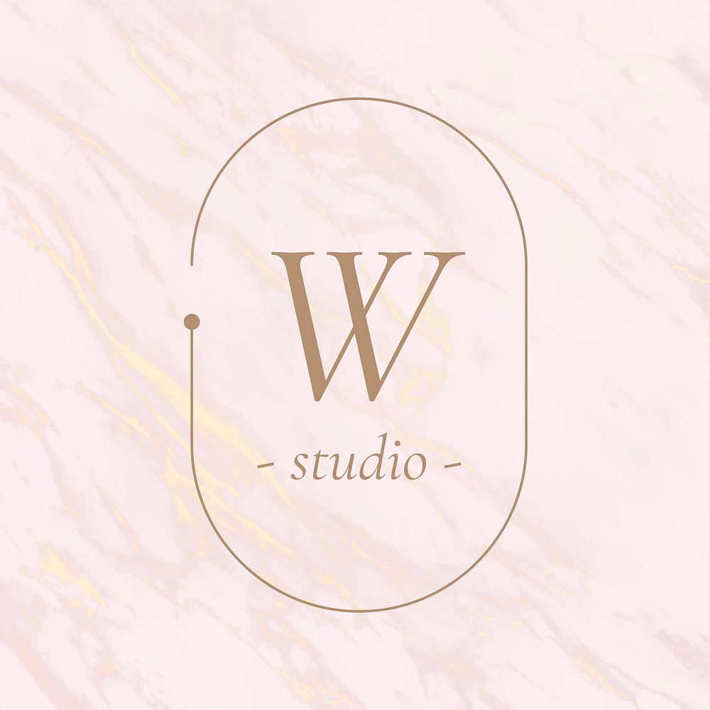 Oval badge on pink marble background vector