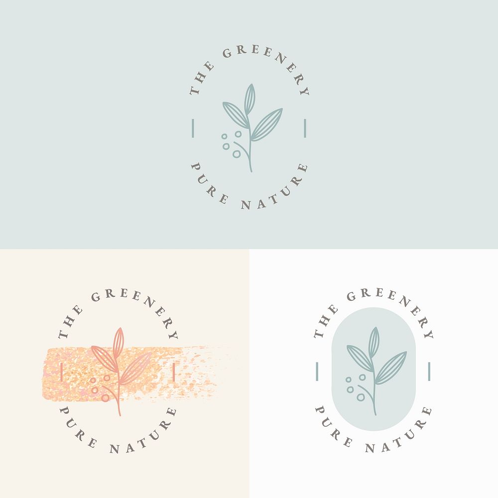 The greenery pure nature minimal brand logo vectors