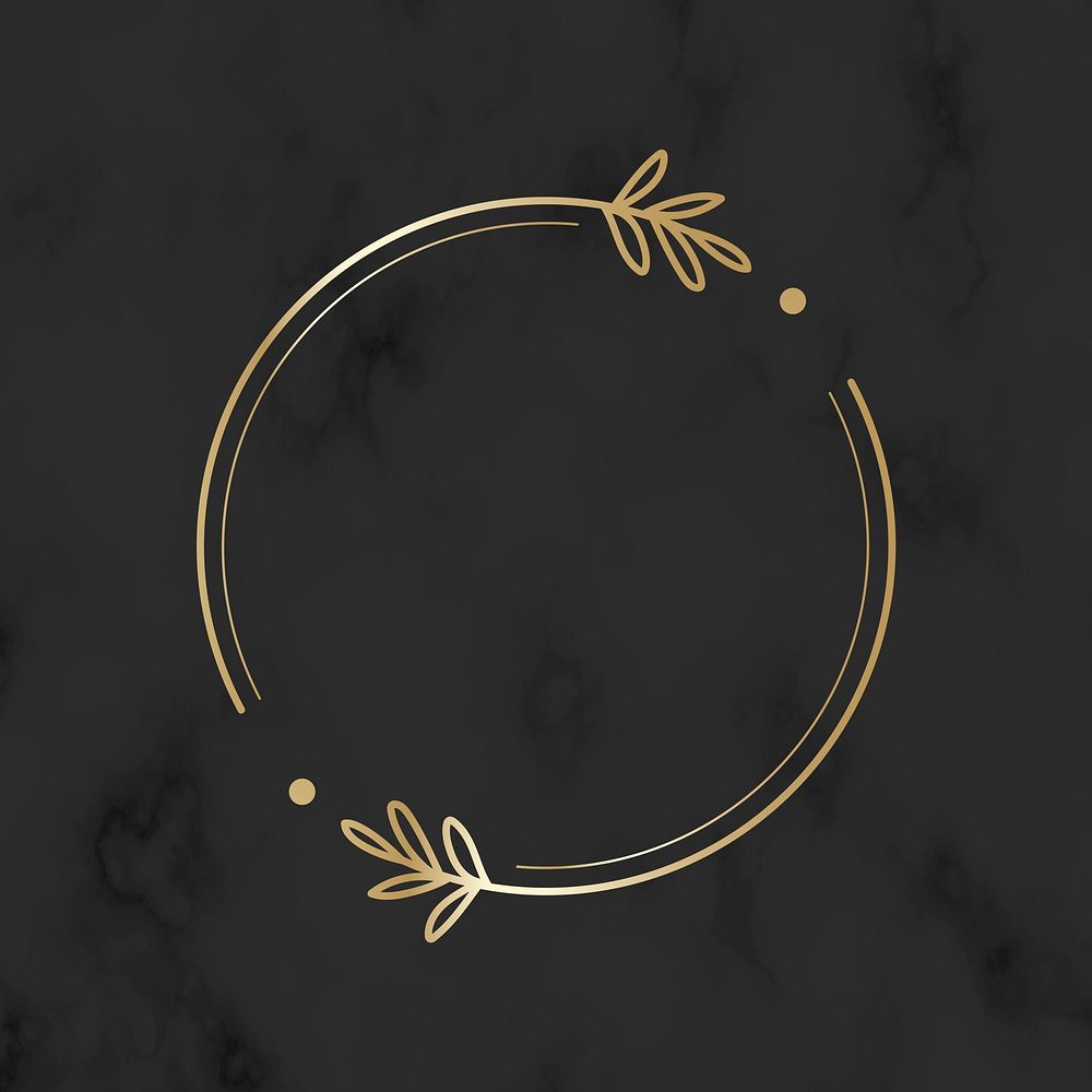 Round golden floral design logo vector