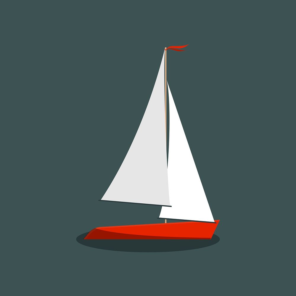 Sailing boat on a green background vector