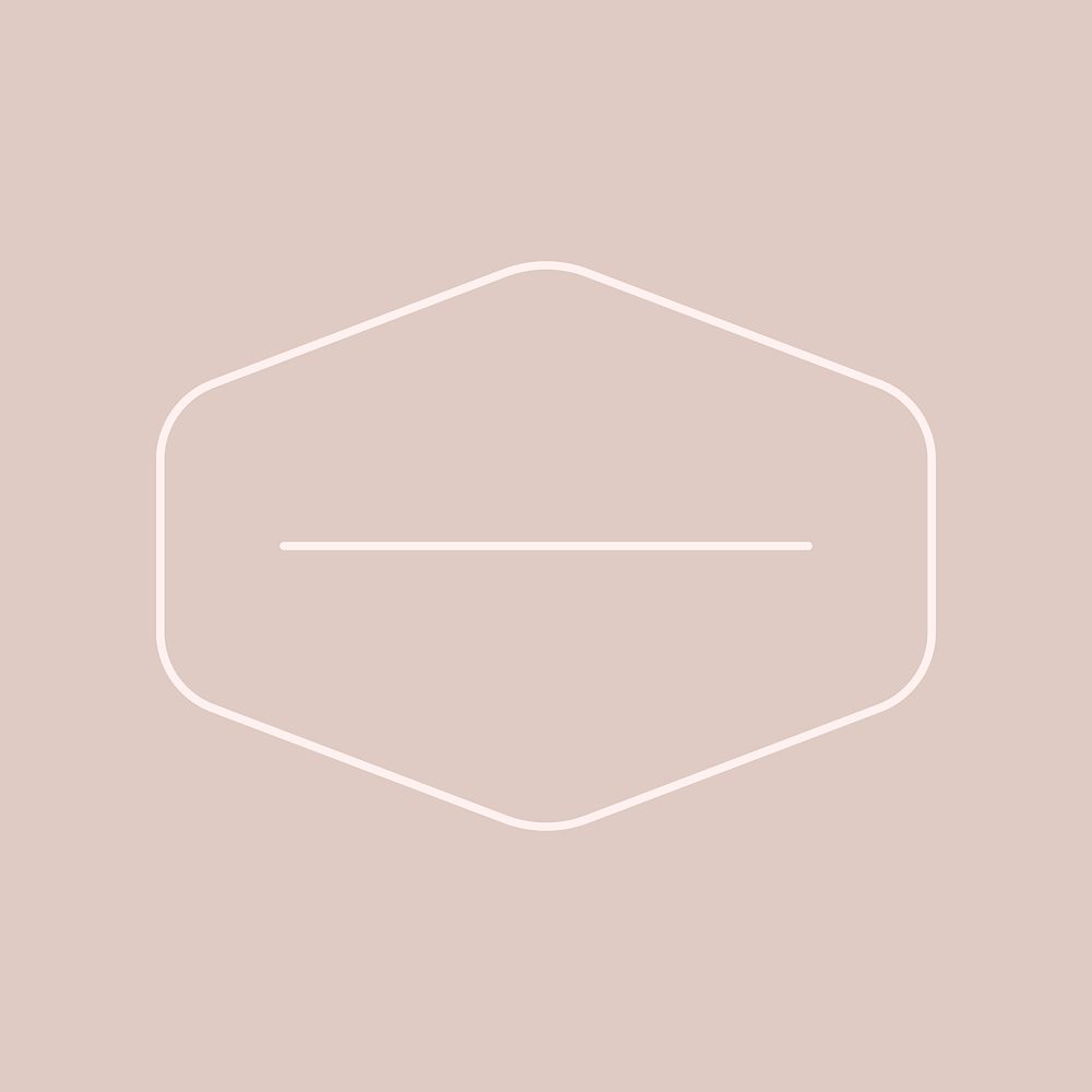 White hexagon badge on a nude pink background vector