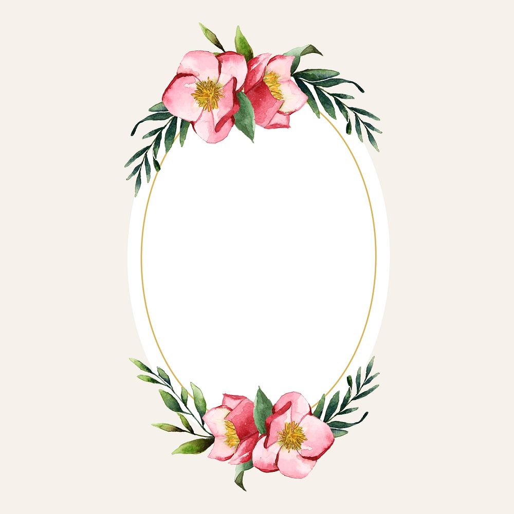 Flower oval frame element vector