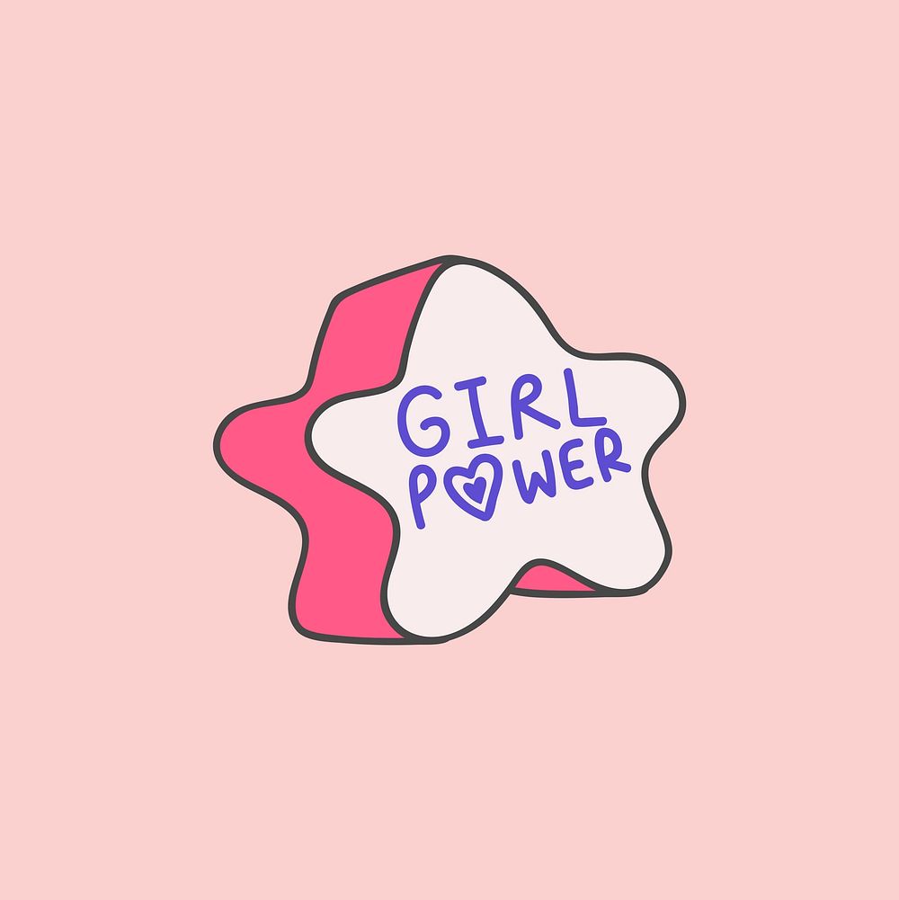 Girl power on a star vector