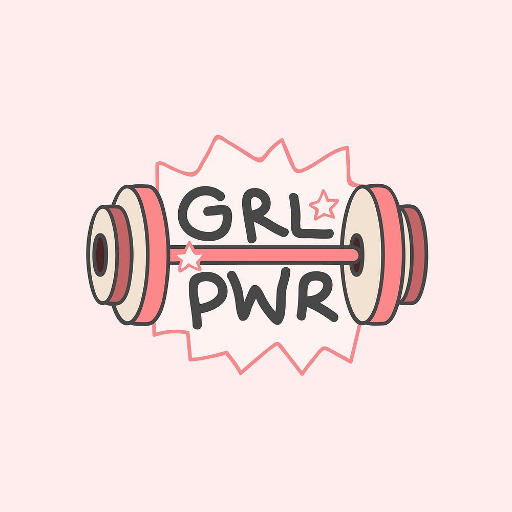 Girl power with a dumbbell vector
