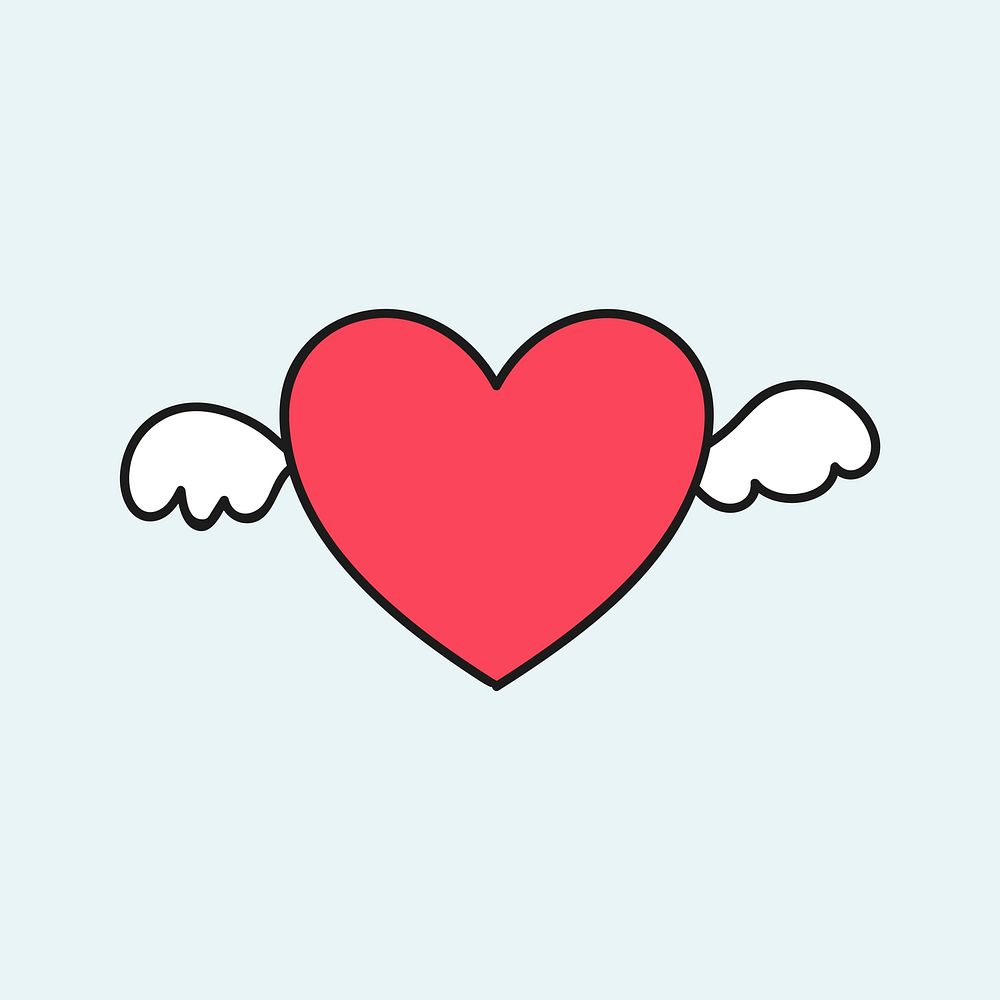 Red heart with wings vector